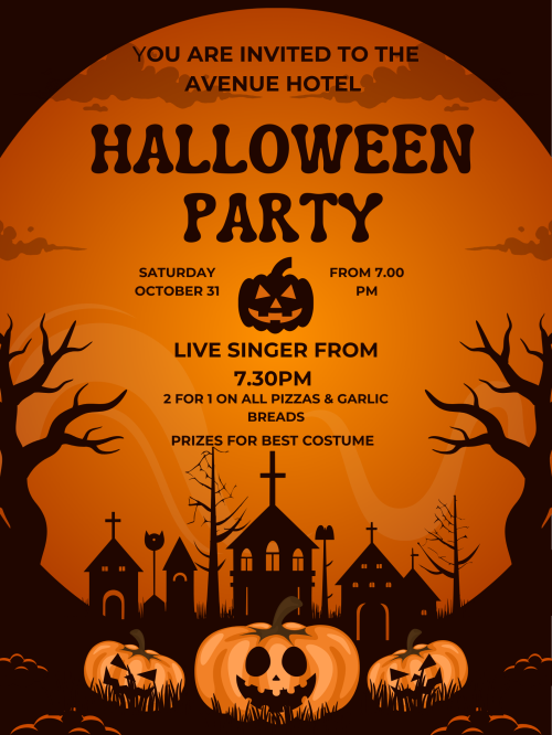 Orange And Black Simple Halloween Party Poster.2026